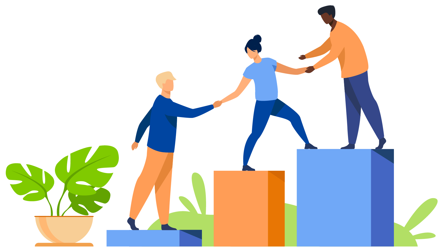 Individuals helping eachother to succeed illustration