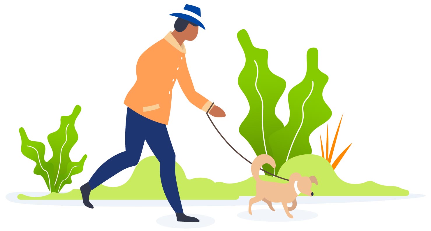 Person walking dog in park